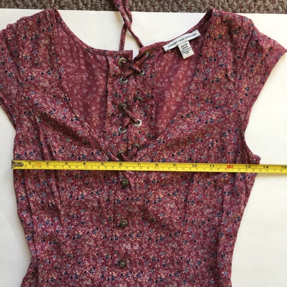 American Eagle Button Front V-Neck Shift Dress - Picture 6 of 8